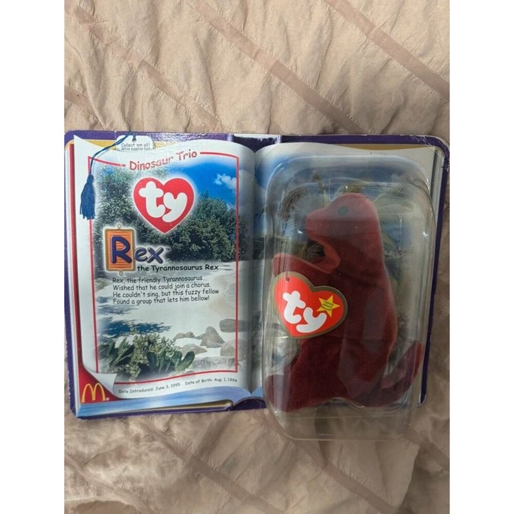 Y2K TY Beanie Dinosaur Rex Trio Plush